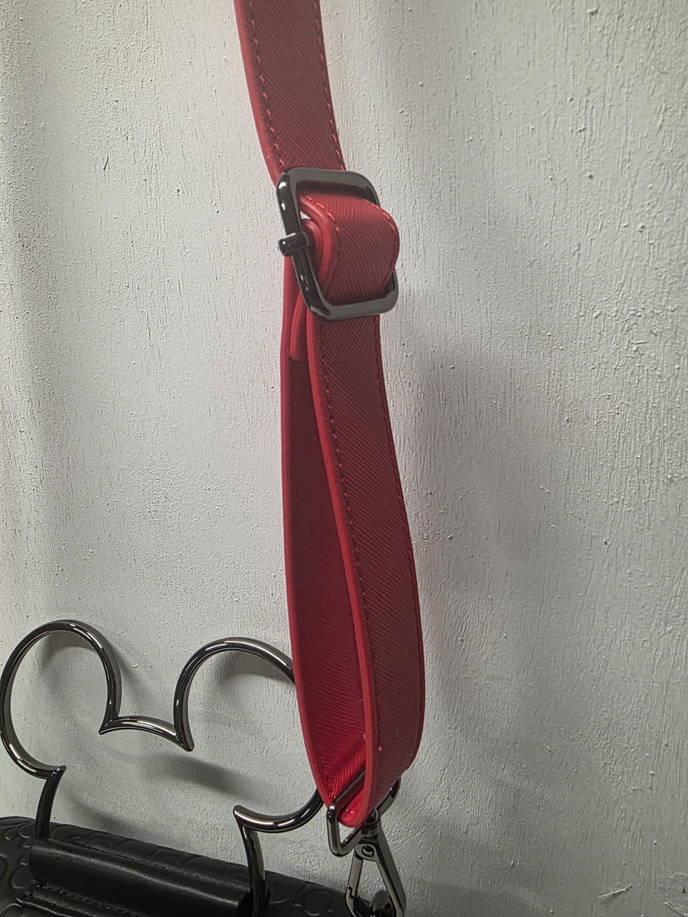 Loungefly Black Embossed Mickey Crossbody with Red Strap - Picture 3 of 9